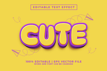 Cute 3d Editable Text Effect Cartoon Style Premium Vector