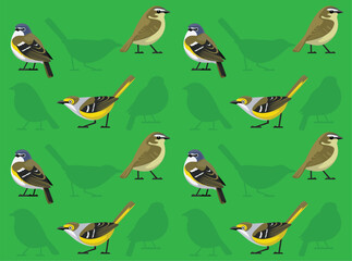 Bird Vireo Cute Cartoon Seamless Wallpaper Background
