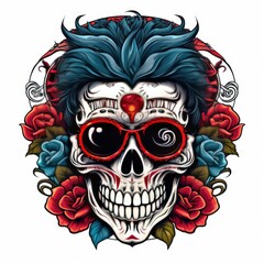 Skull Punk rock Logo design inspiration,design element for logo,poster,card,benner,emblem,t shirt. AI Generative