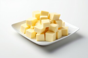 butter cubes on a white plate, created by Generative AI