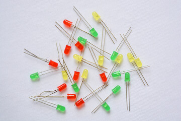 Isolated LED light bulbs. Round Head DIY Electronic Component LED Diode Light. Emitting Diodes Bulb LED Lamp for Science Project Experiment