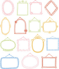 Set Collection Vintage brush frame handdrawn Illustration vector