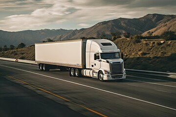 Obraz premium Freight and logistics. Semi-truck on highway transportation and business Concept