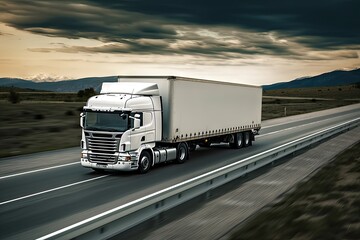 Freight and logistics. Semi-truck on highway transportation and business Concept