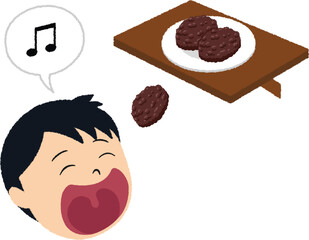 棚からぼたもちのイラスト