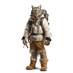 Obraz premium A Lynx (Lynx) wearing a mountain climber's gear.