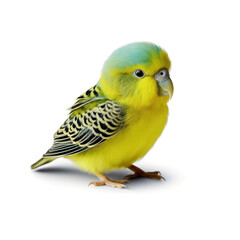 A Budgerigar (Melopsittacus undulatus) wearing a tiny baseball cap.