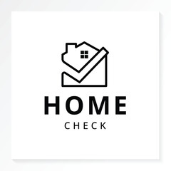 Home check modern logo isolated in white