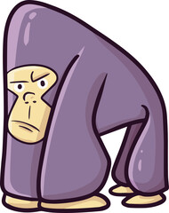 Funny purple gorilla cartoon illustration