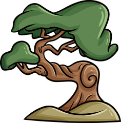 Old big tree cartoon illustration