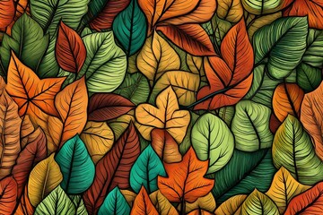 Obraz na płótnie Canvas A Lot of Colorful Leaves in the style of naturalistic tones Generative AI