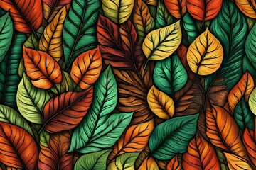 Obraz na płótnie Canvas A Lot of Colorful Leaves in the style of naturalistic tones Generative AI