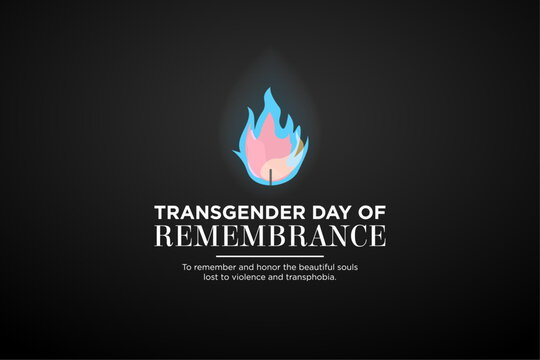 Simple Transgender Day of Remembrance Banner with burning candles using trans pride colors on dark background, celebrated on November. Vector Illustration. EPS 10. - Powered by Adobe