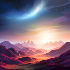 Fototapeta premium sunrise in mountains, Generative AI