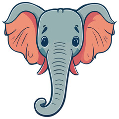 Baby Elephant head with truck illustration for logo design, Vector Isolated on transparent background, for cover book, print, tattoo, nursery decorations, birthday invitations, poster, t-shirt print,