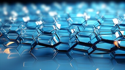 Blue Tech Elegance: Minimalist Hexagon on White Background