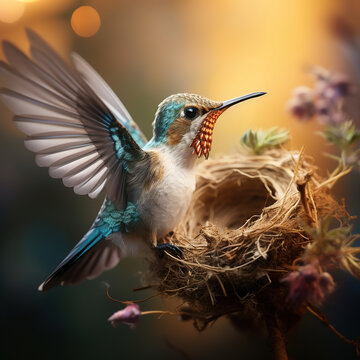 Hummingbird in the nest, ai art
