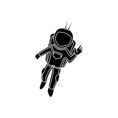 Humanoid Astronaut Robot in black fill icon, vector illustration with trendy and unique design style. Perfect for various design elements.