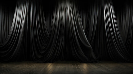 Timeless Elegance: Striking Black and White Striped Curtain. Generative AI