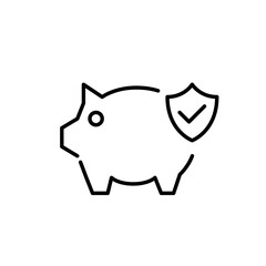 Secure savings. Piggy bank with shield and tick sign. Pixel perfect, editable stroke icon