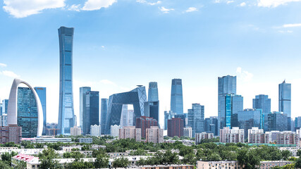 China Beijing CBD urban development blue sky and white clouds