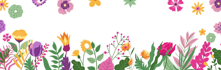 Summer or spring blooming, banner or floral frame