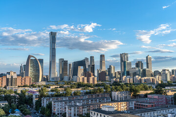 In the evening, Beijing CBD International Trade Complex is an international metropolis - obrazy, fototapety, plakaty