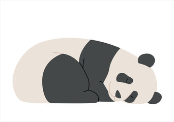 The baby panda is sleeping on the floor. simple hand drawn style illustration © MINIWIDE