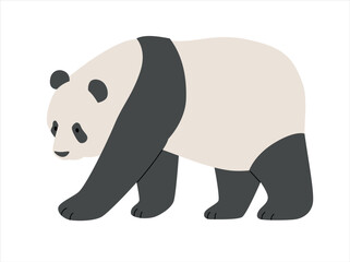 Side view of a walking panda. simple hand drawn style illustration