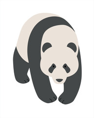 walking panda front. simple hand drawn style illustration