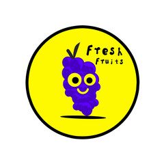 Simple fresh grape icon or shape