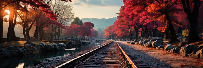 Abandoned Railway Track With Autumn Trees On Either Side. Abandoned Tracks, Autumn Trees, History, Railway Journeys, Nature, Restoration, Adventure, Preservation