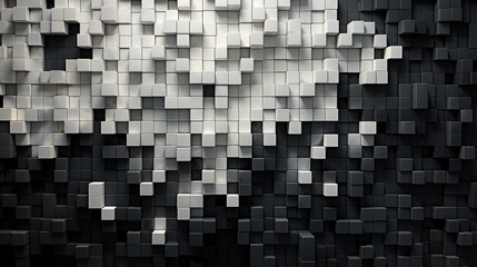 Elegant Abstraction: Black Square Mosaic on Dark Background. Generative AI