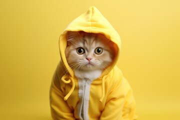 Silly Cat Dressed As A Banana, Bringing Humor To The Photo Shoot. Silly Cat, Banana Outfits, Humor In Photoshoots, Posing With Props, Creative Costumes - obrazy, fototapety, plakaty