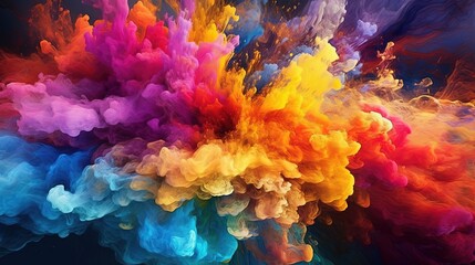 Fototapeta na wymiar smoke or ink splash colorful abstract background, Generative Ai