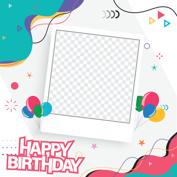 birthday celebration banner , illustration of a frame with balloons for happy birthday
