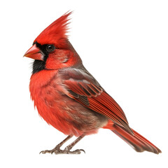 Cardinal, red bird, wild bird, bird watching, realistic illustration,
 side view, transparent background, png, generative ai