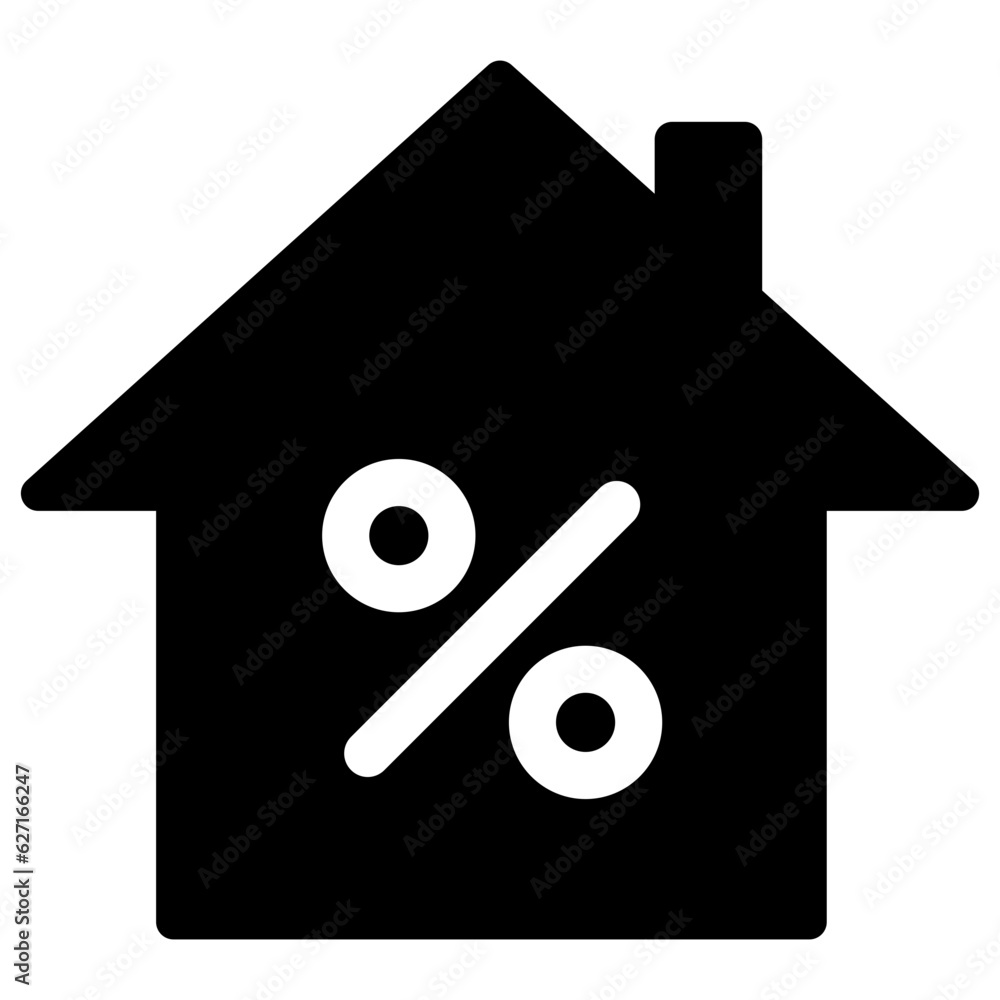 Poster black single mortgage rate icon, simple house shape commercial financial business flat design concep