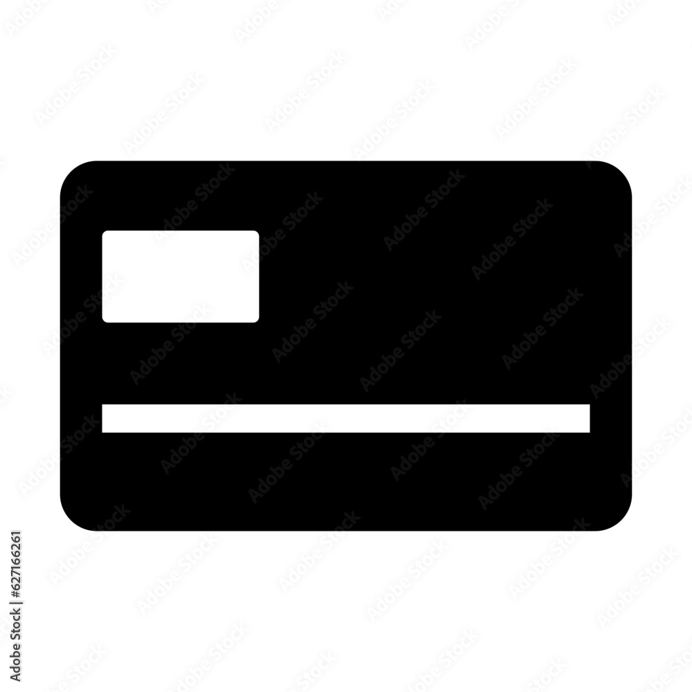 Poster black single premium credit card icon, simple financial business transaction flat design infographic