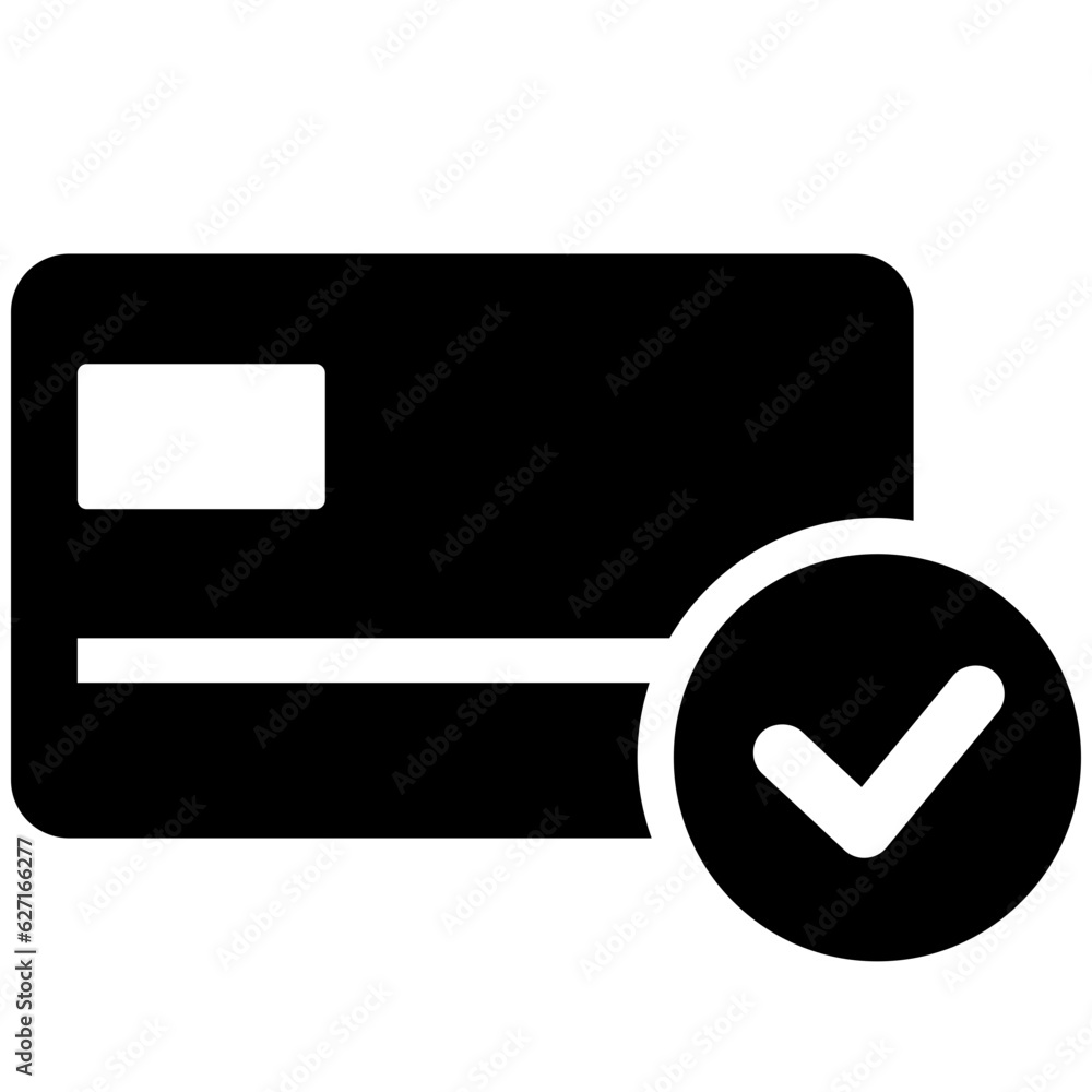 Poster black single approved payment icon, simple commercial notification flat design infographic pictogram