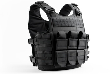 Bulletproof vest on the the white background, professional equipment, isolated, created with Generative AI