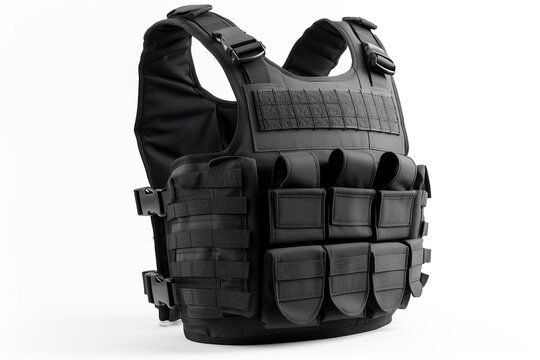 Bulletproof vest on the the white background, professional equipment, isolated, created with Generative AI