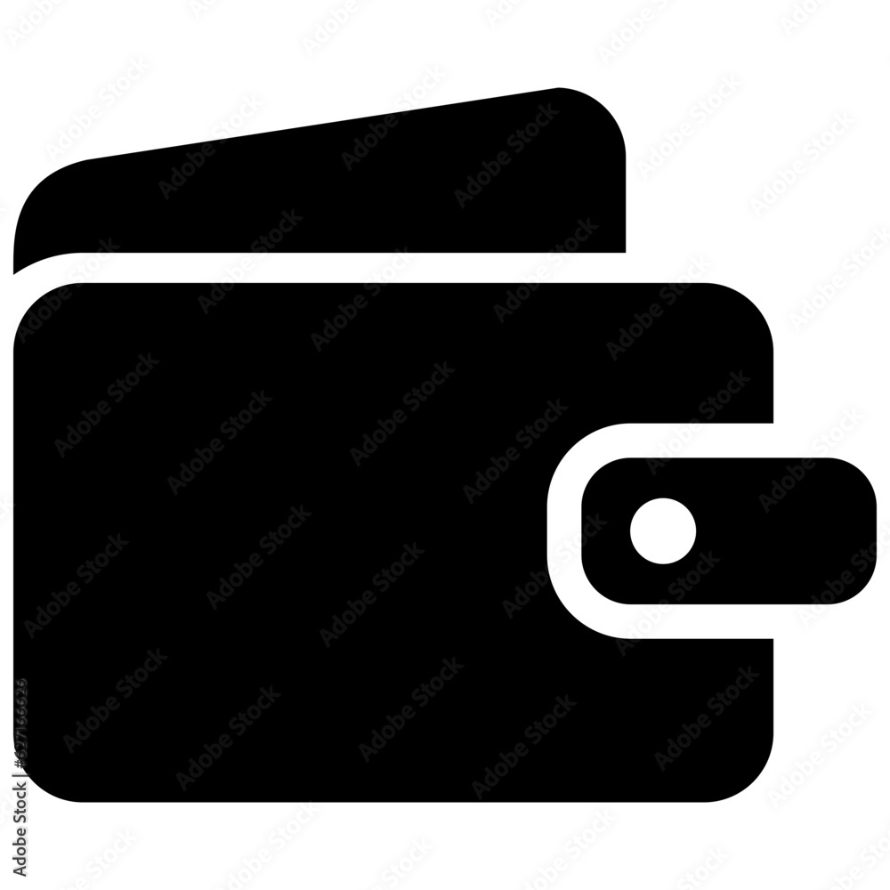 Poster black single wallet icon, simple silhouette business infographic flat design pictogram vector for ap