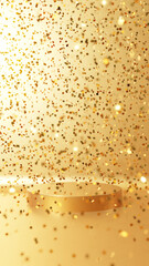 金色の背景に台座。円形の紙吹雪。（縦長）