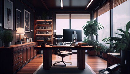  Modern minimal office room, Ai generated image