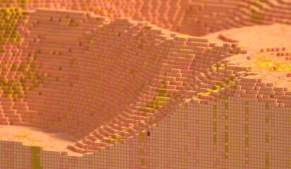 voxel landscape background 3DCG illustration 
