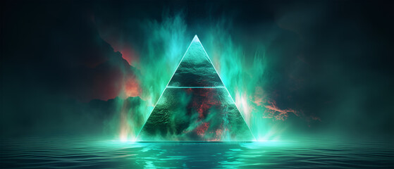 3d render abstract triangle fantasy background, Generative ai