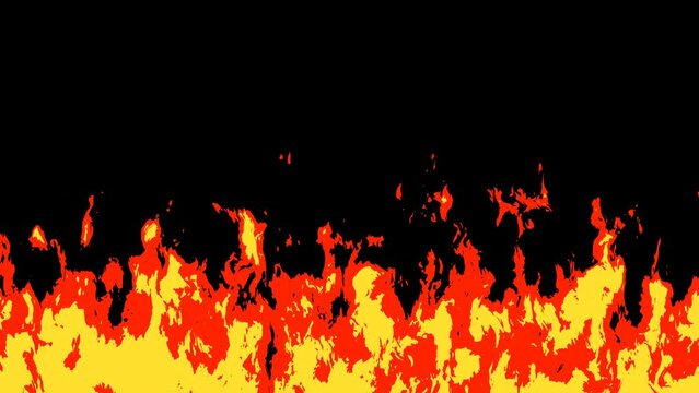 Cartoon fire, 4K Animation Video Motion Graphics Without Background with alpha channel.