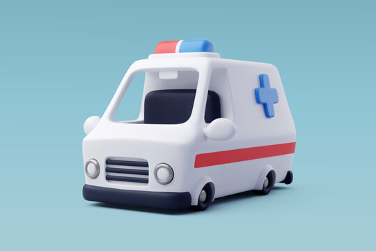 3d Vector Ambulance emergency service, Medical rescue service, Healthcare and medical concept.