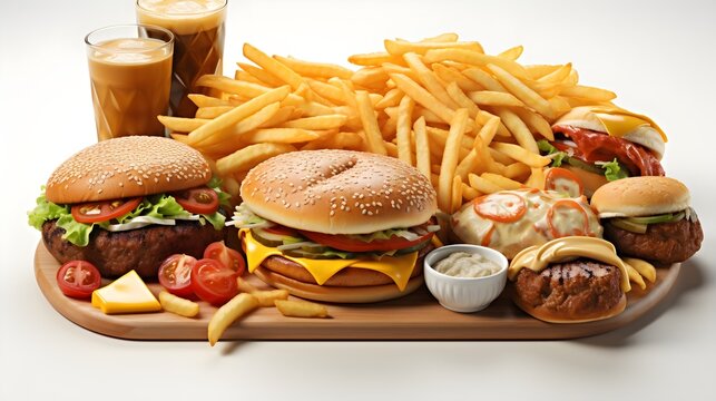 Tempting Fast Food Icons: 3D Realistic Render for a Flavorful Feast